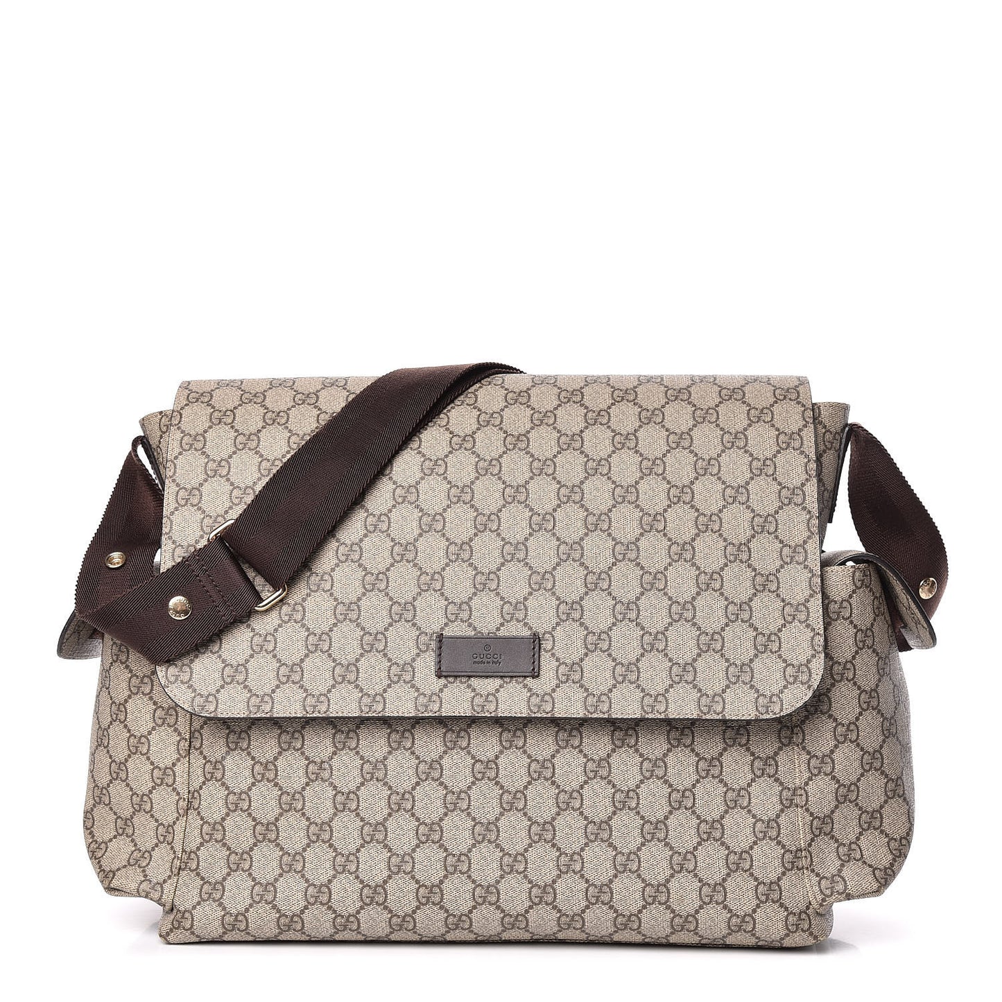 GG Plus Monogram Messenger Diaper Bag Dark Brown