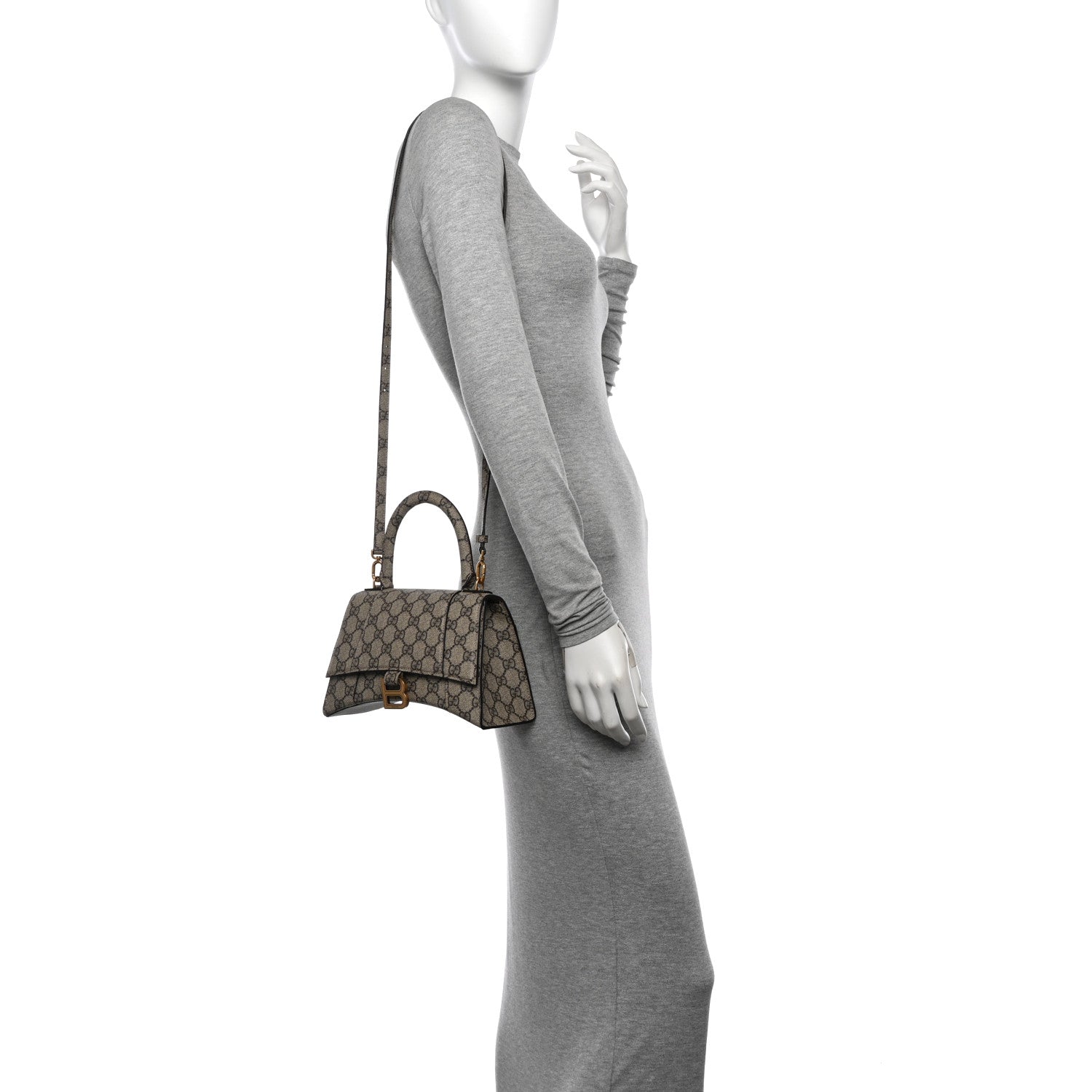 Balenciaga X GUCCI GG Supreme Monogram Small Hourglass Top Handle Bag Beige Ebony 2 of 10