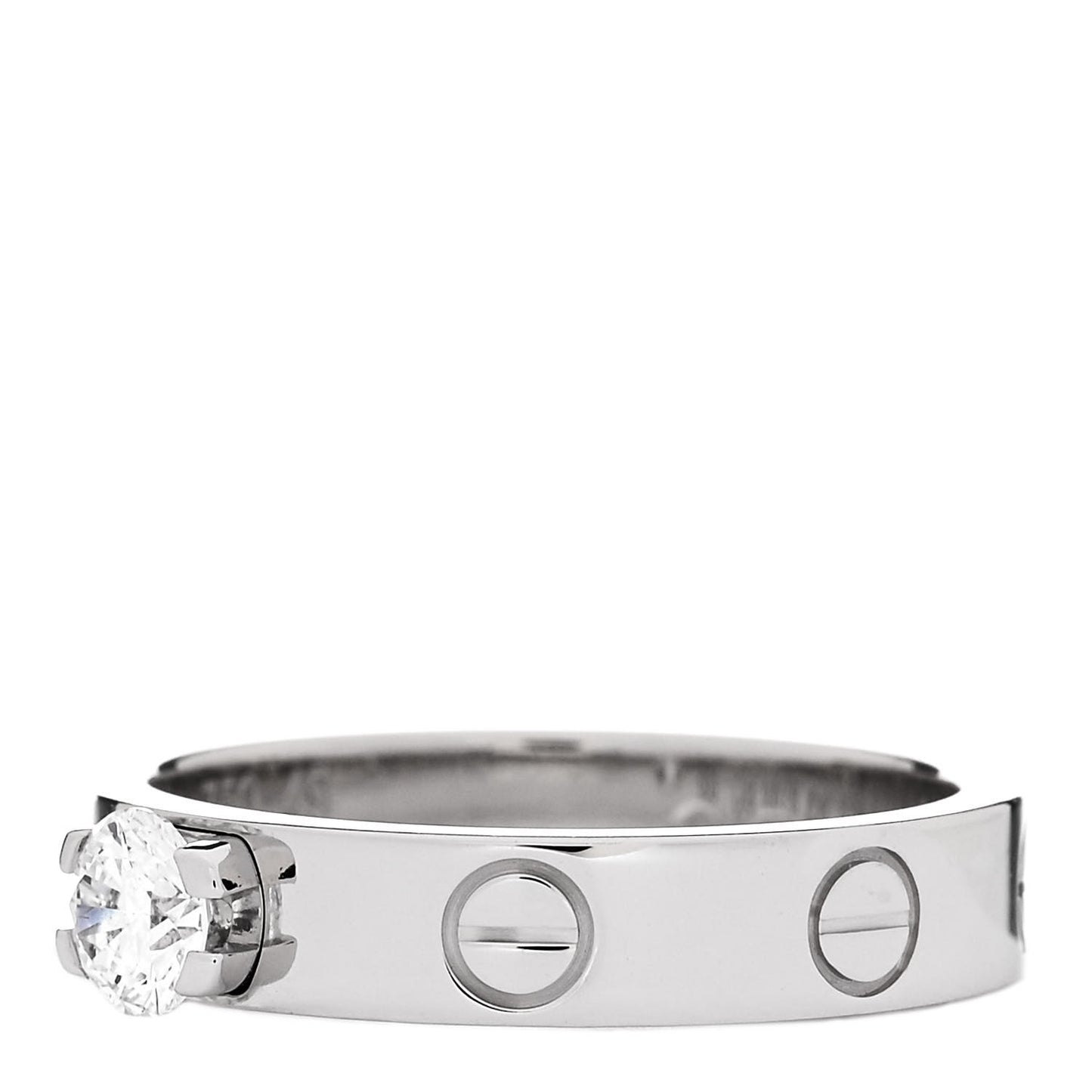 18K White Gold Diamond .24ct LOVE Solitaire Engagement Ring 49 4.75