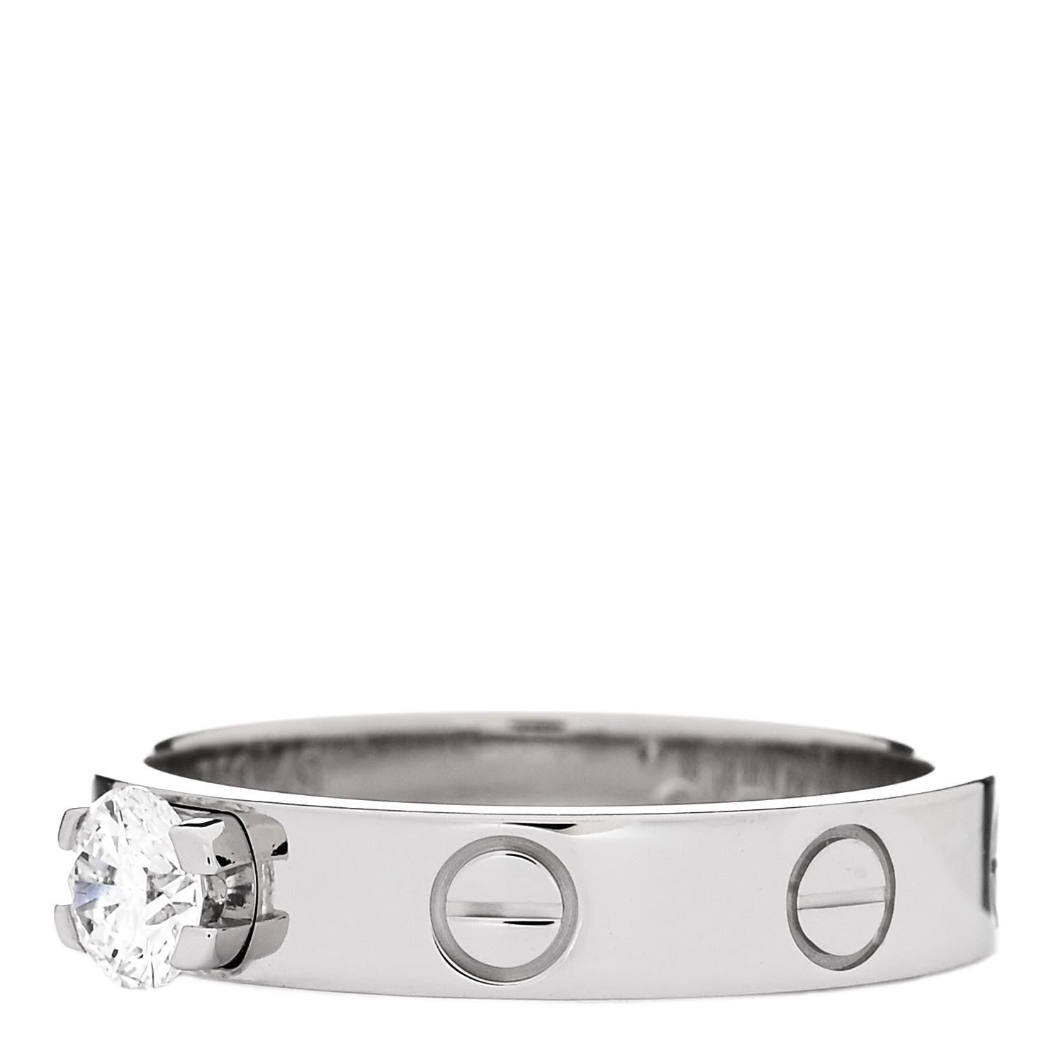 Cartier 18K White Gold Diamond .24ct LOVE Solitaire Engagement Ring 49 4.75 3 of 7