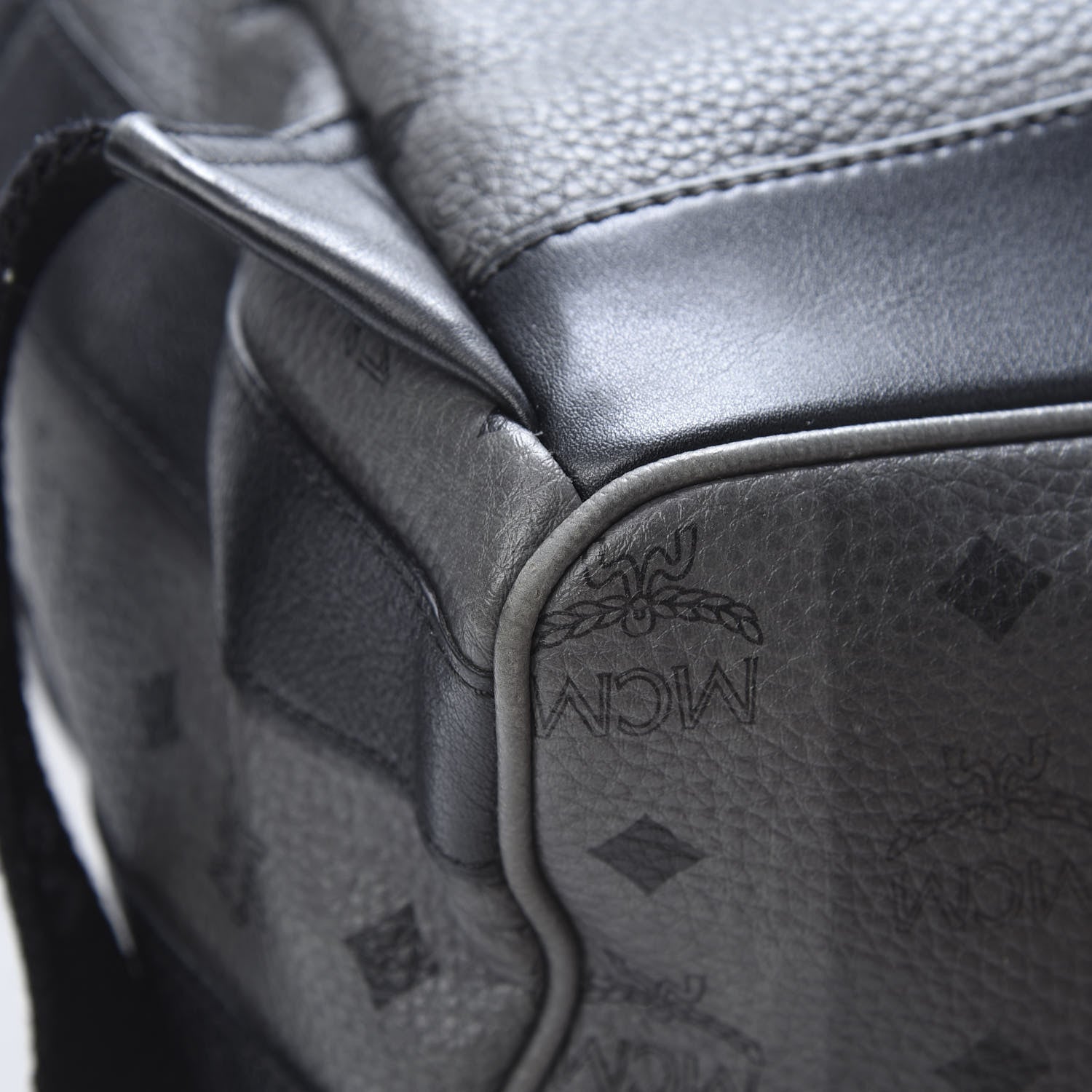 MCM Striped Visetos Studded Medium Stark M Backpack Black Phantom Grey 12 of 14