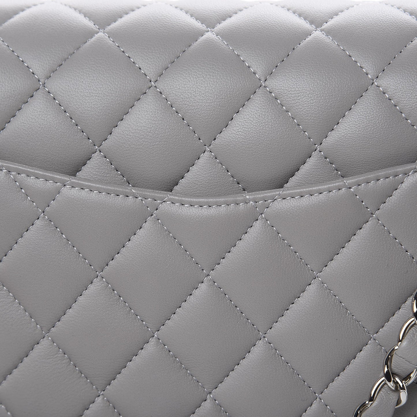 Lambskin Quilted Small Double Flap Grey