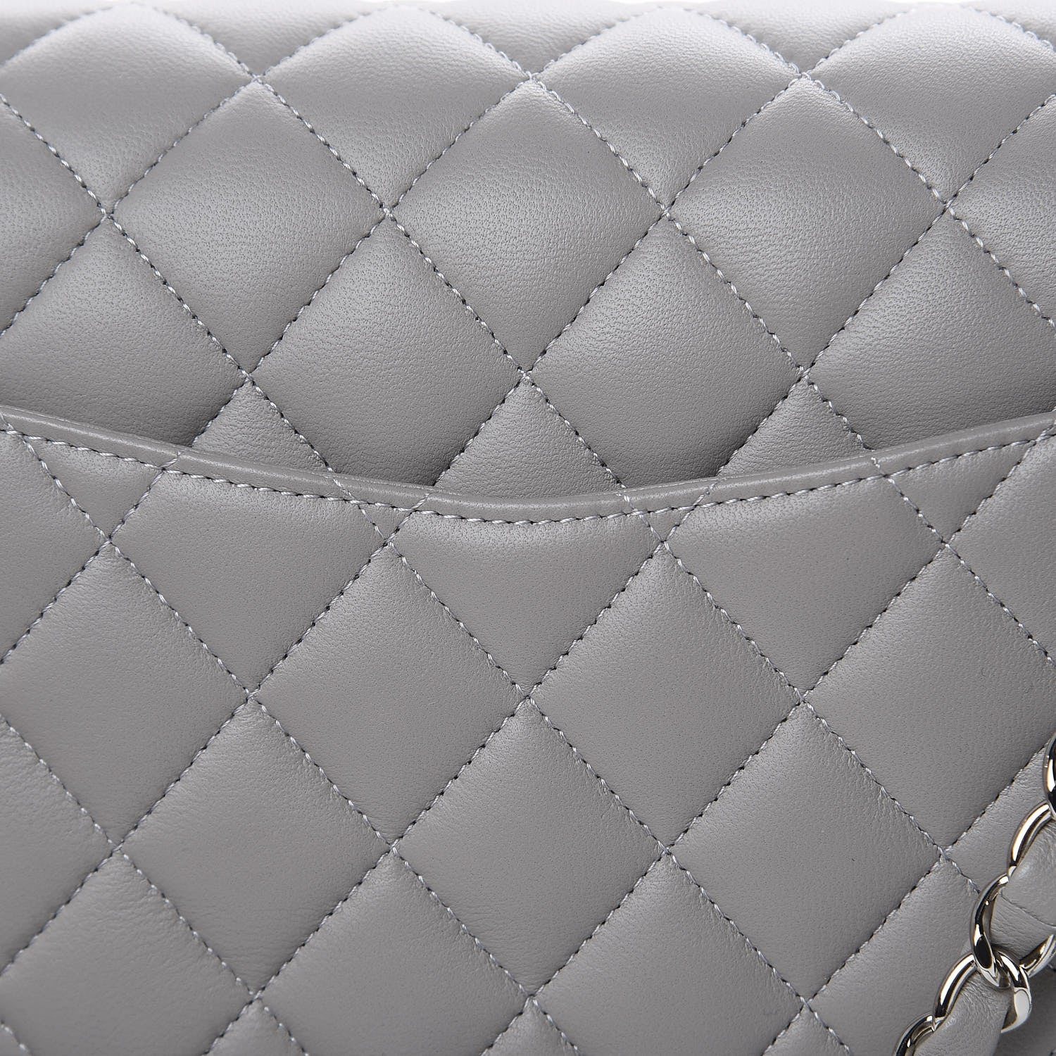Chanel Lambskin Quilted Small Double Flap Grey 10 of 12