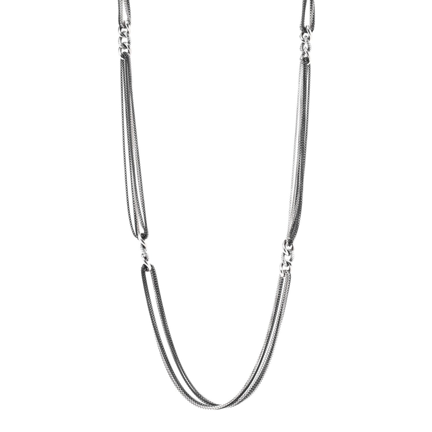 David Yurman 900 Silver Multi Row Chain Necklace 1 of 4