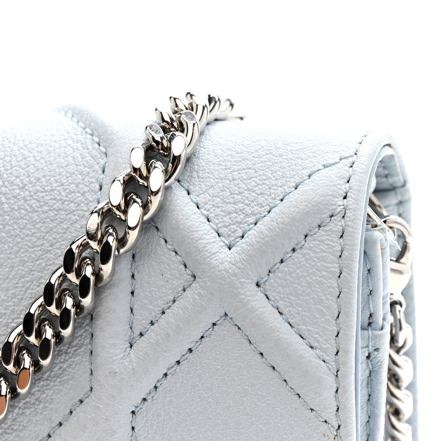 Christian Dior Grained Calfskin Diorama Wallet on Chain Pouch Light Blue 11 of 15