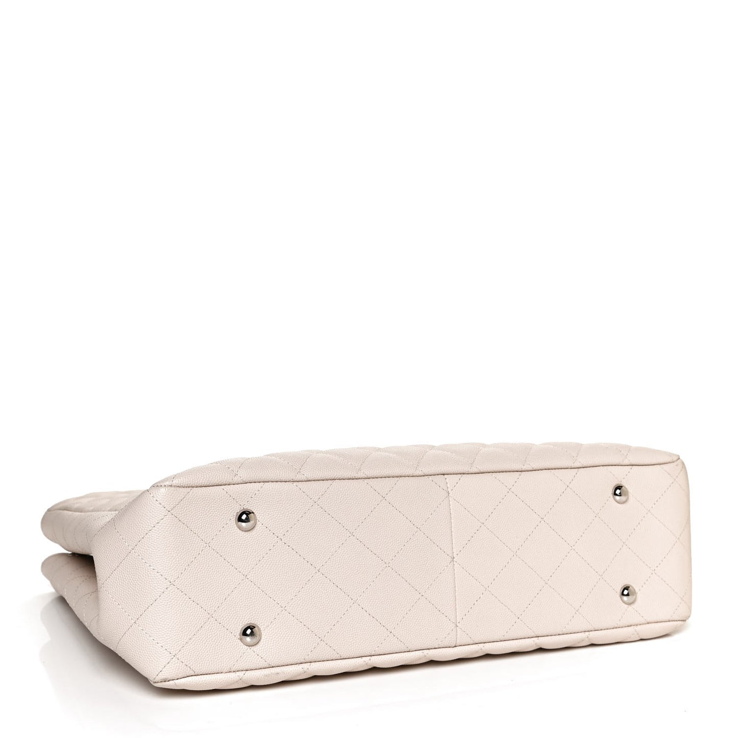 Caviar Quilted Large Classic Shopping Tote Light Beige