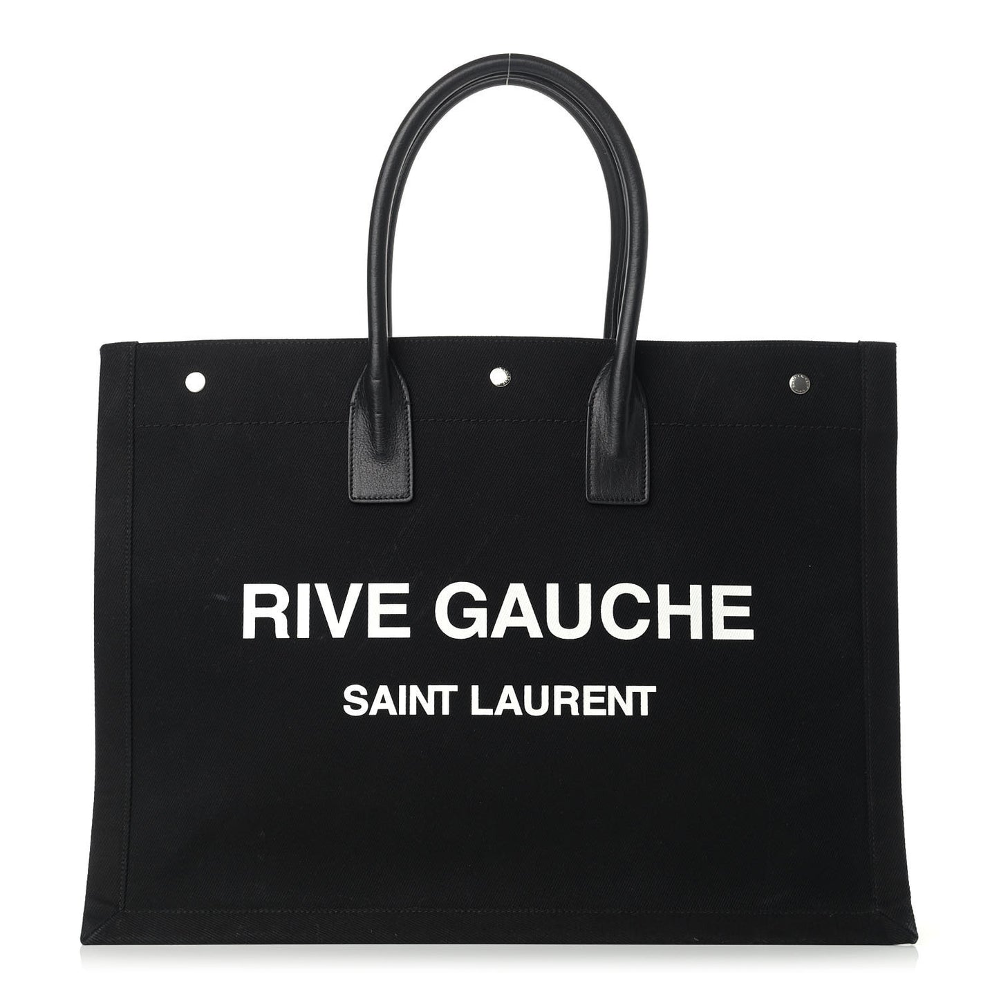 Linen Calfskin Rive Gauche Tote Black