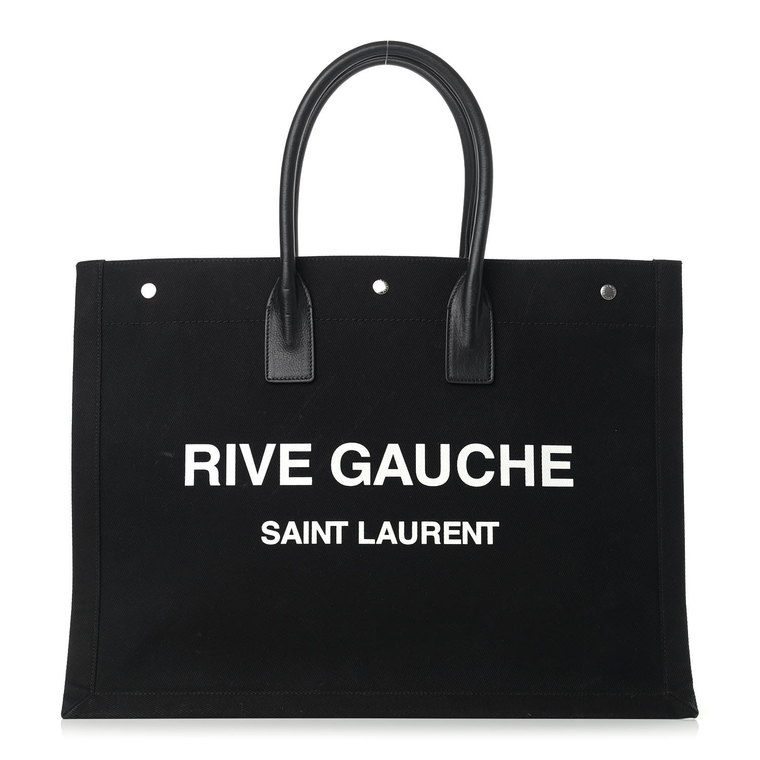 Saint Laurent Linen Calfskin Rive Gauche Tote Black 1 of 14
