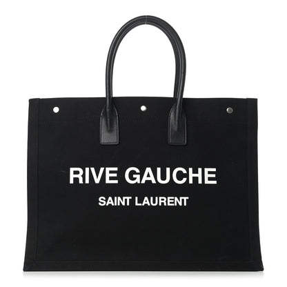 Saint Laurent Linen Calfskin Rive Gauche Tote Black 1 of 14