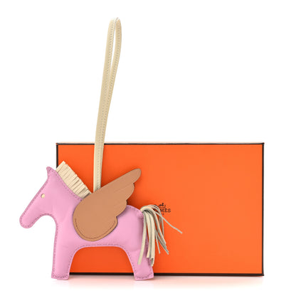Hermes Milo Lambskin Grigri Rodeo Pegase Horse Bag Charm MM Mauve Sylvestre Craie Chai 5 of 5
