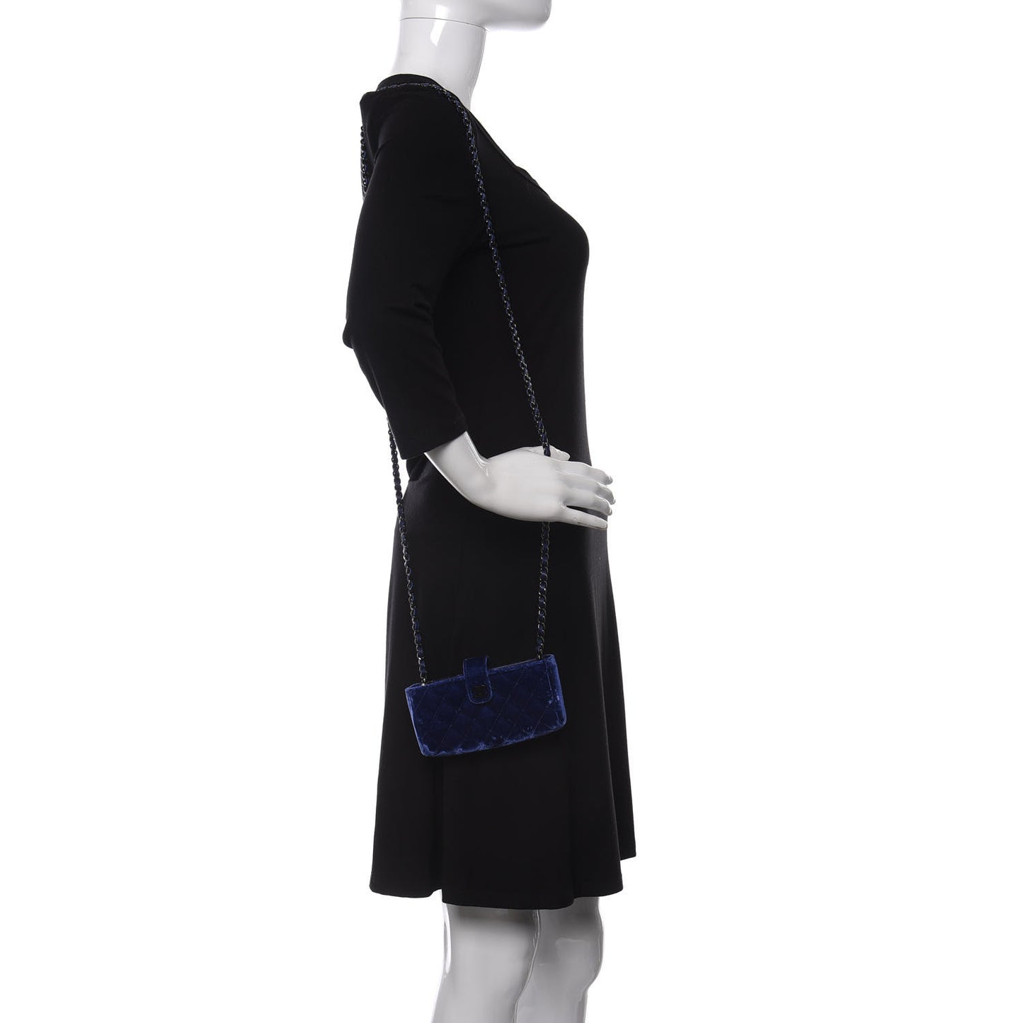 Velvet Quilted Mini Phone Holder Crossbody Bag Blue