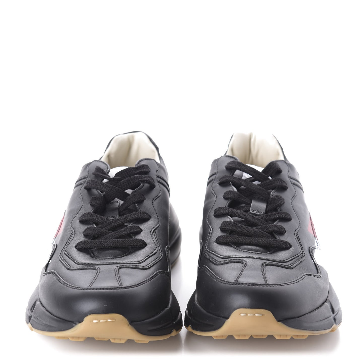 Calfskin Web Printed Mens Rhyton Sneakers 10.5 Black