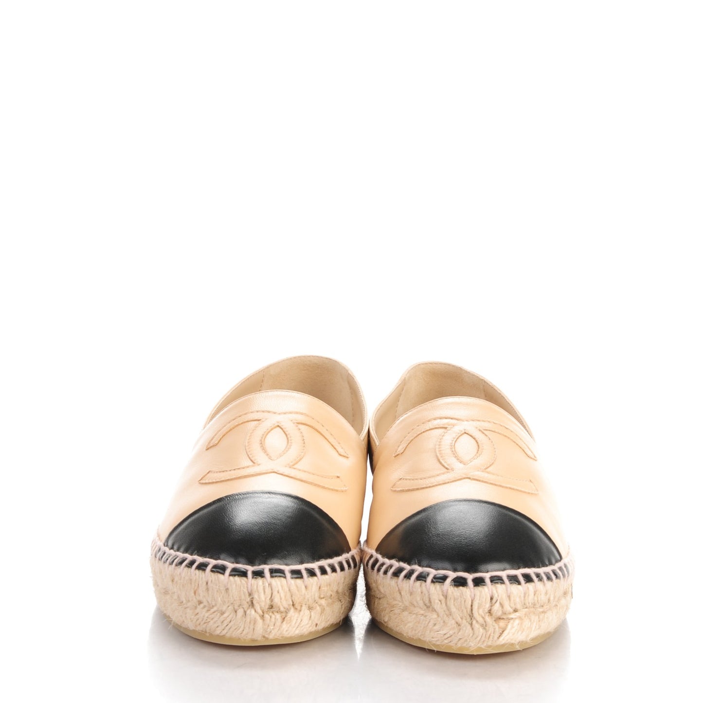 Lambskin CC Espadrilles 36 Beige Black