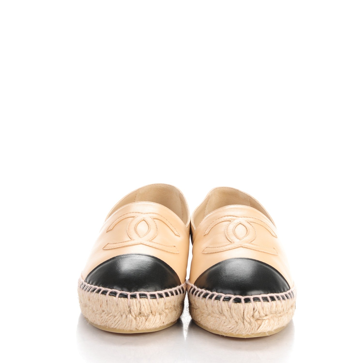 Chanel Lambskin CC Espadrilles 36 Beige Black 2 of 7