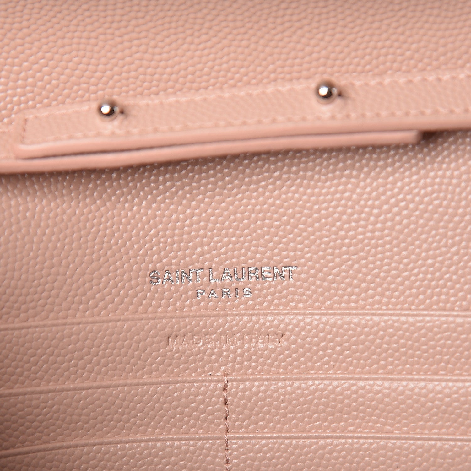 Saint Laurent Grain De Poudre Matelasse Chevron Monogram Chain Wallet Pale Pink 6 of 10