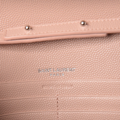 Saint Laurent Grain De Poudre Matelasse Chevron Monogram Chain Wallet Pale Pink 6 of 10