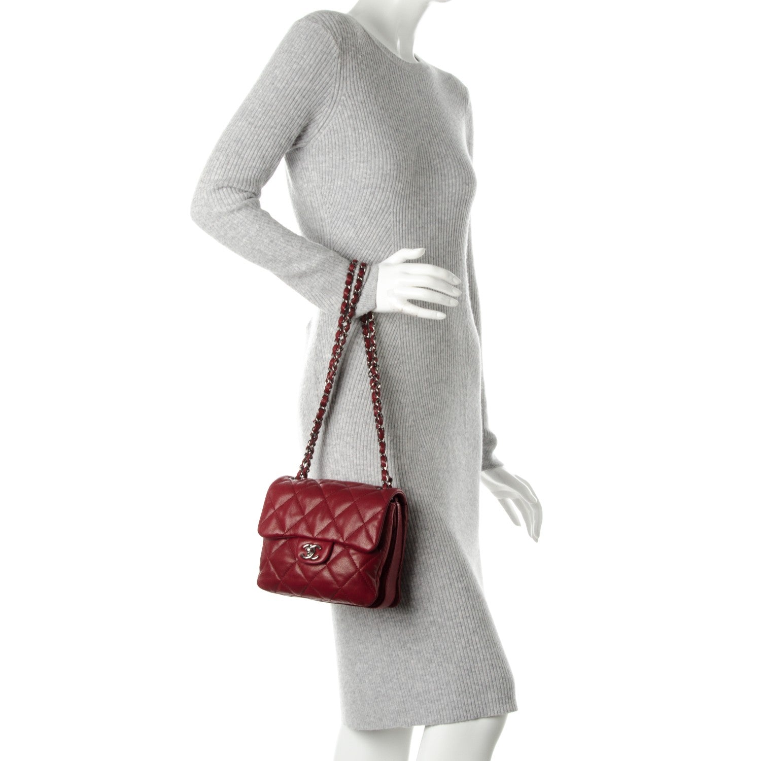 Chanel Lambskin Quilted Mini Chanel 3 Flap Red 2 of 9