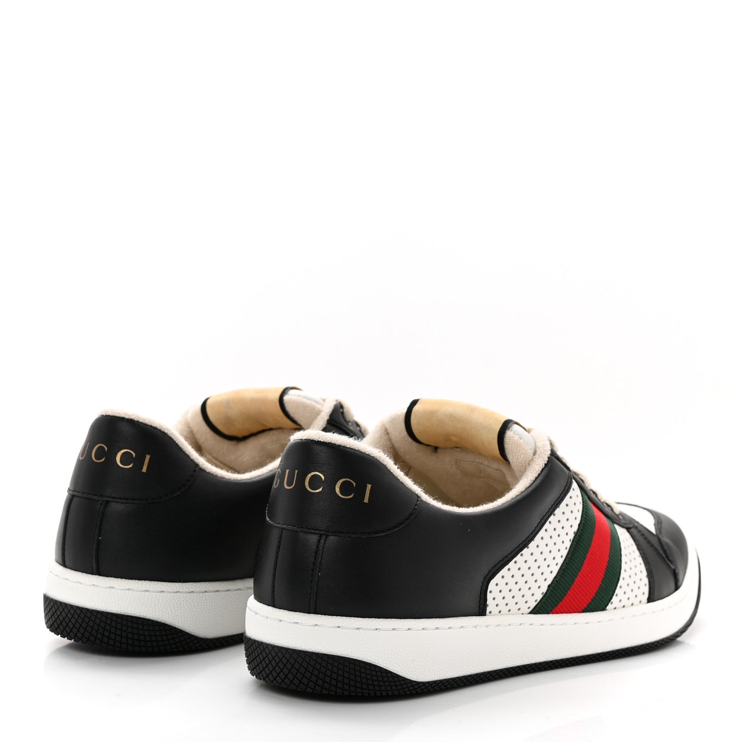 Calfskin Web Mens Screener Sneakers 41 Black White