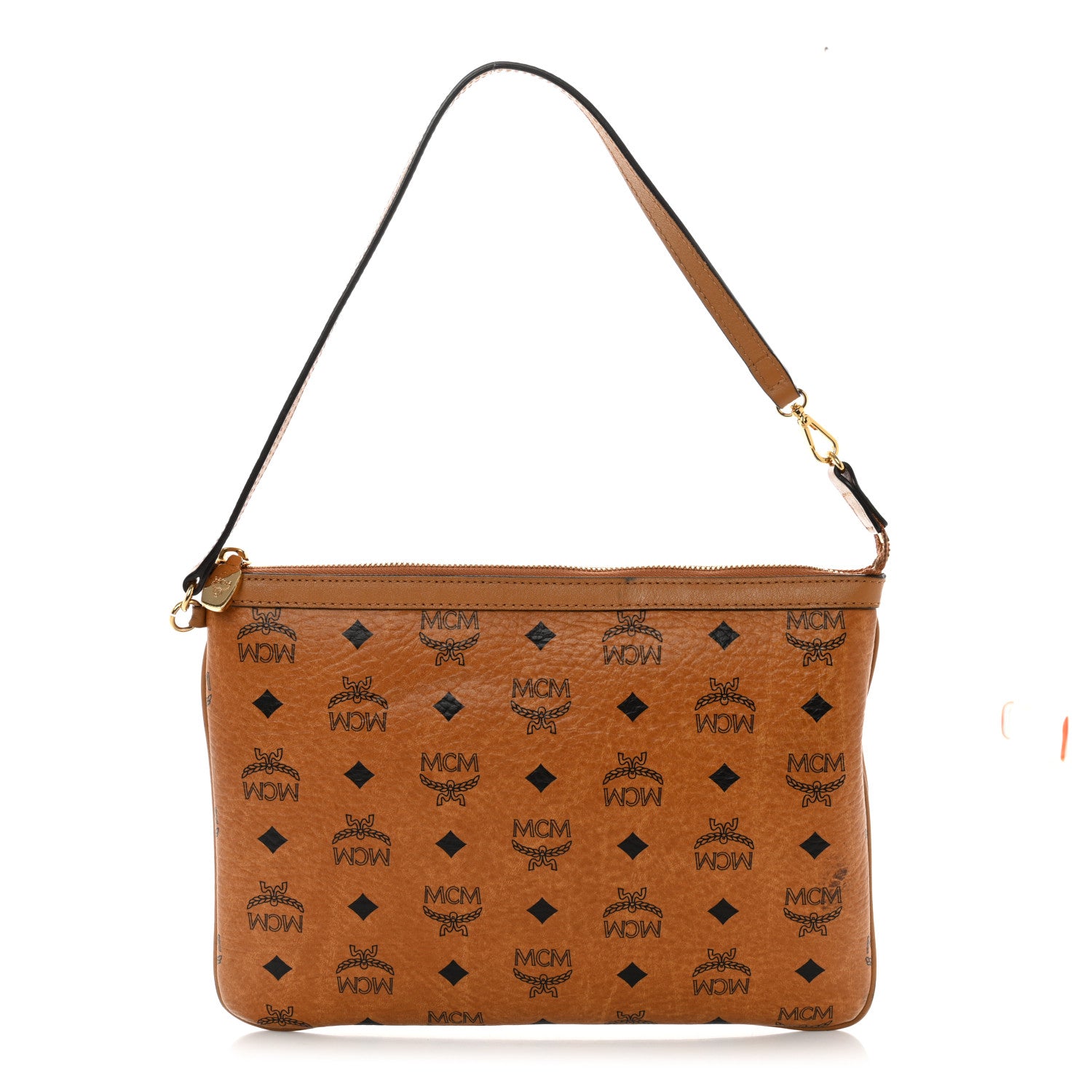 MCM Visetos Liz Shopper Tote Pouch Cognac 1 of 16
