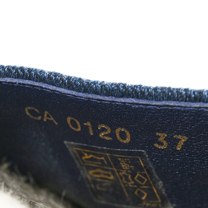 Christian Dior Denim Embroidered Granville Espadrille Flat Slide Sandals 37 Blue 6 of 8