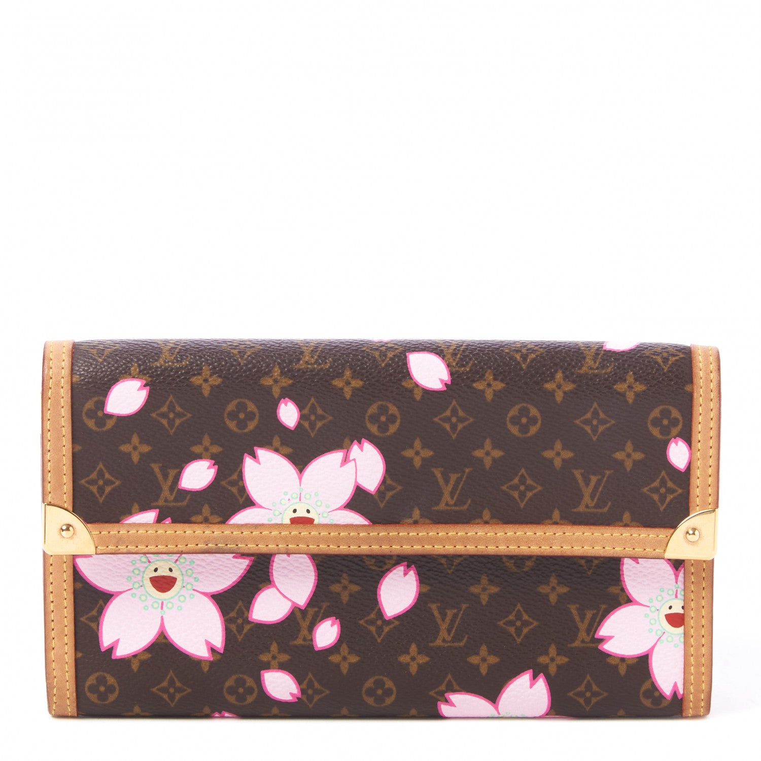 Louis Vuitton Monogram Cherry Blossom Porte Tresor International Wallet Brown 1 of 7