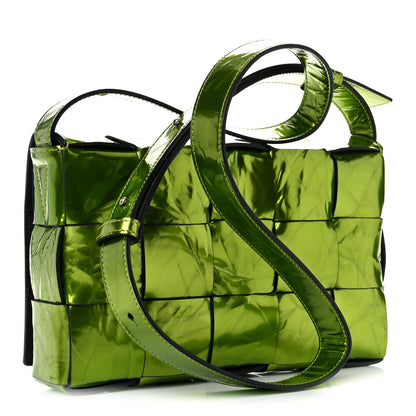 Bottega Veneta Metallic Crushed Calfskin Maxi Intrecciato Cassette Crossbody Bag Chlorophyll 3 of 10