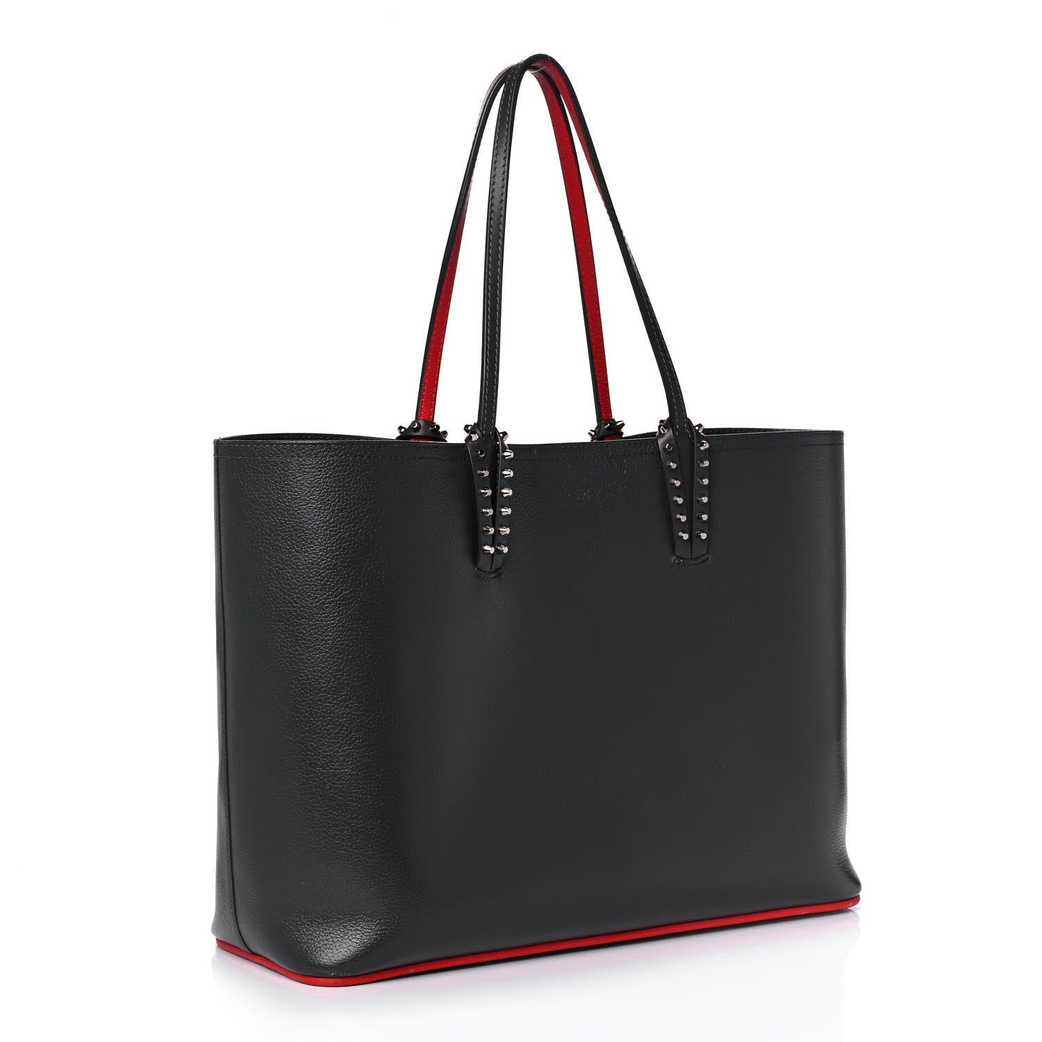 Christian Louboutin Calfskin Spikes East West Cabata Tote Charbon 2 of 13