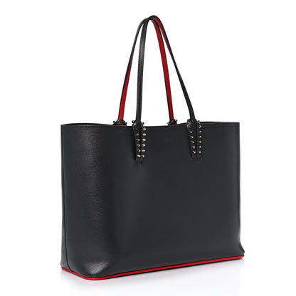 Christian Louboutin Calfskin Spikes East West Cabata Tote Charbon 2 of 13