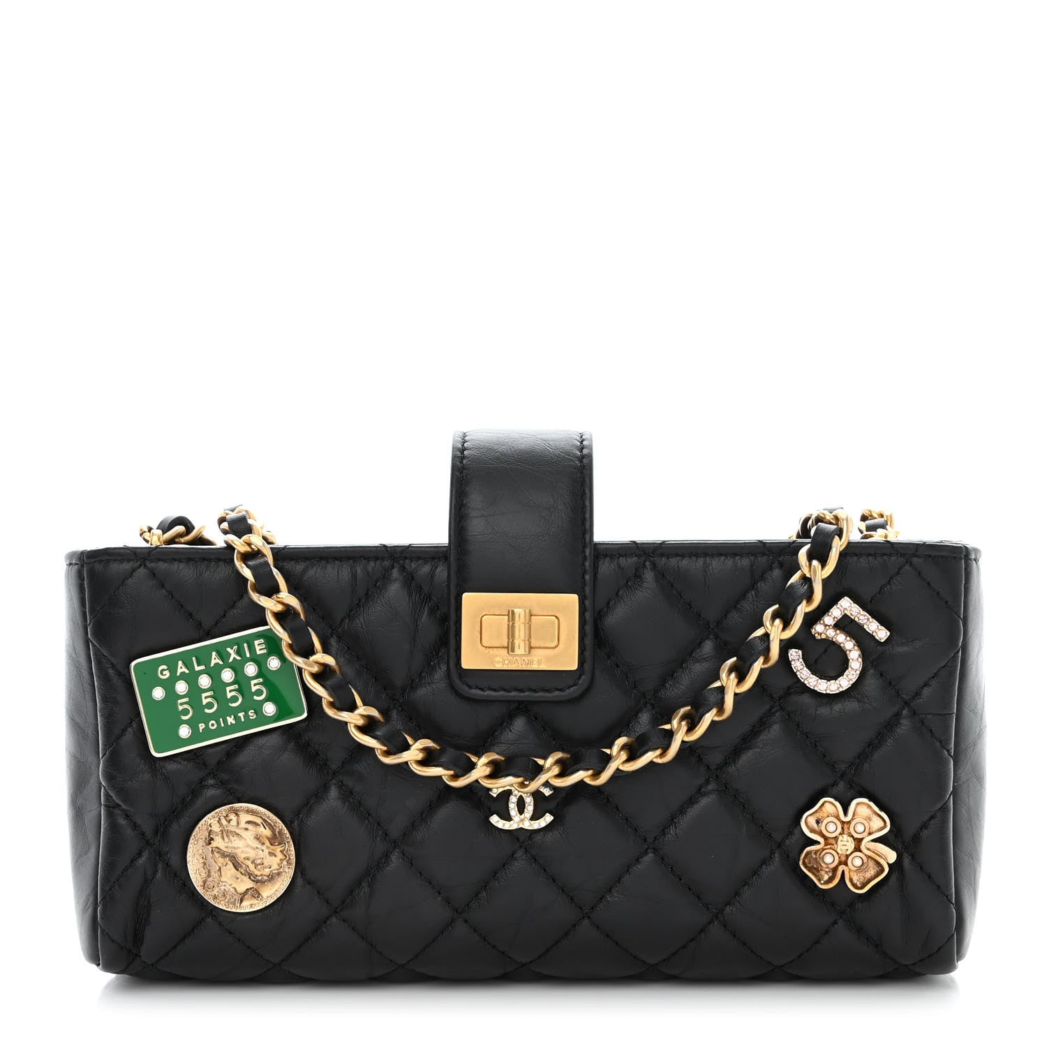 Chanel Aged Calfskin Lucky Charms 2.55 Reissue Mini Clutch With Chain Black 1 of 13