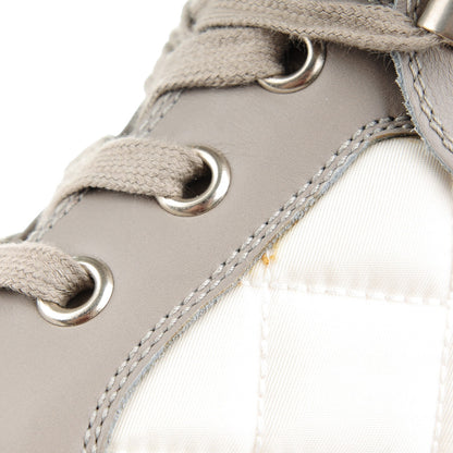 Chanel Calfskin Nylon Quilted Boots 38 White Grey Black 9 of 9