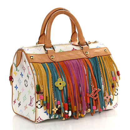 Louis Vuitton Monogram Multicolor Fringe Speedy 25 White 2 of 11