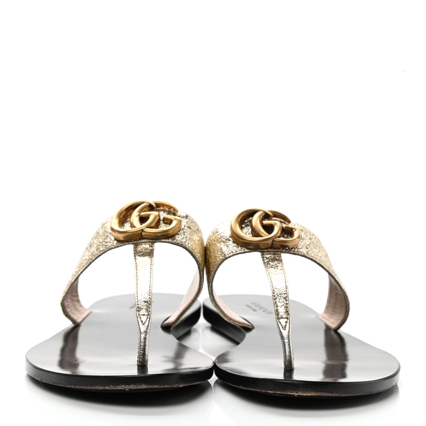 Nappa Silk Galassia GG Marmont Thong Flat Sandals 37 Platino