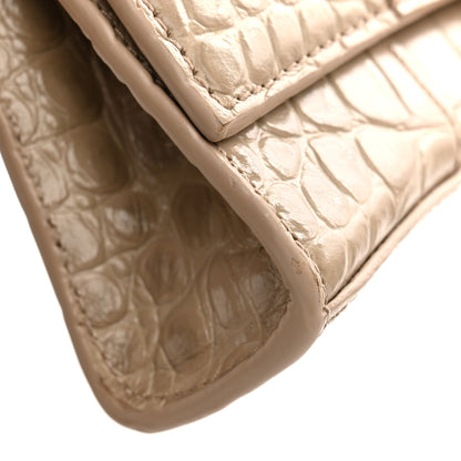 Balenciaga Shiny Calfskin Crocodile Embossed Hourglass Chain Bag Dark Beige 15 of 15