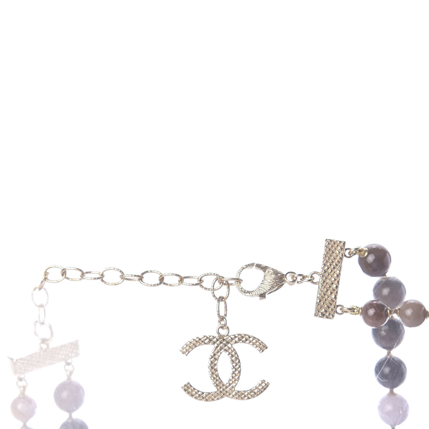 Beaded CC Necklace Gold Mauve