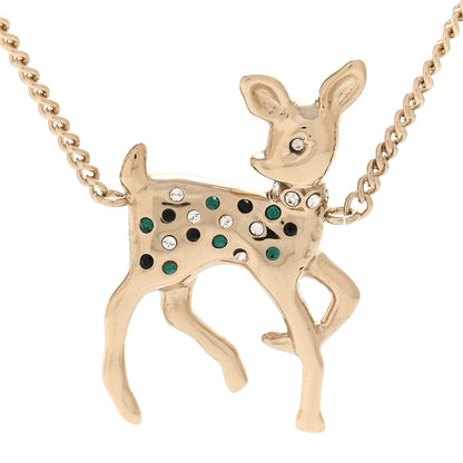 Chanel Pearl Crystal CC Deer Long Necklace Gold Green 4 of 6