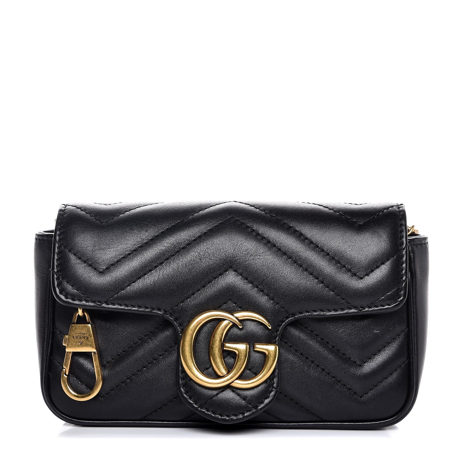 Gucci Calfskin Matelasse Super Mini GG Marmont Shoulder Bag Black 1 of 7