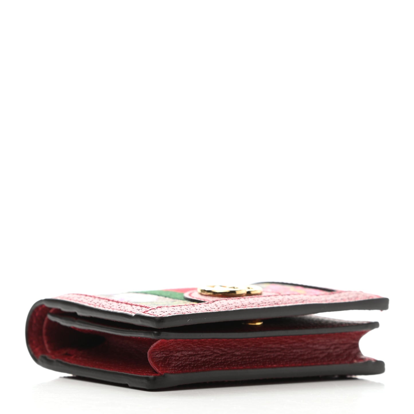 GG Supreme Monogram Flora Web Ophidia Card Case Red