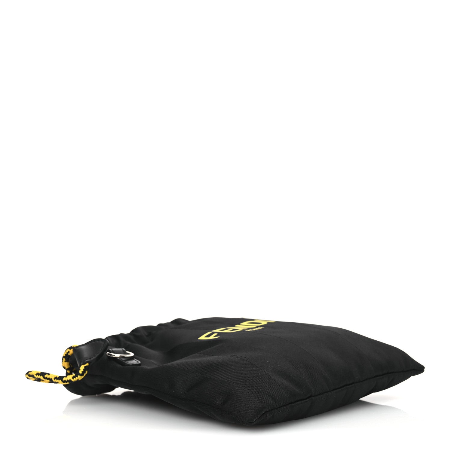 Fendi Recycled Nylon Vitello Grace Light Pequin Small Saint Fendi Roma Drawstring Pouch Black Sunflower 4 of 11