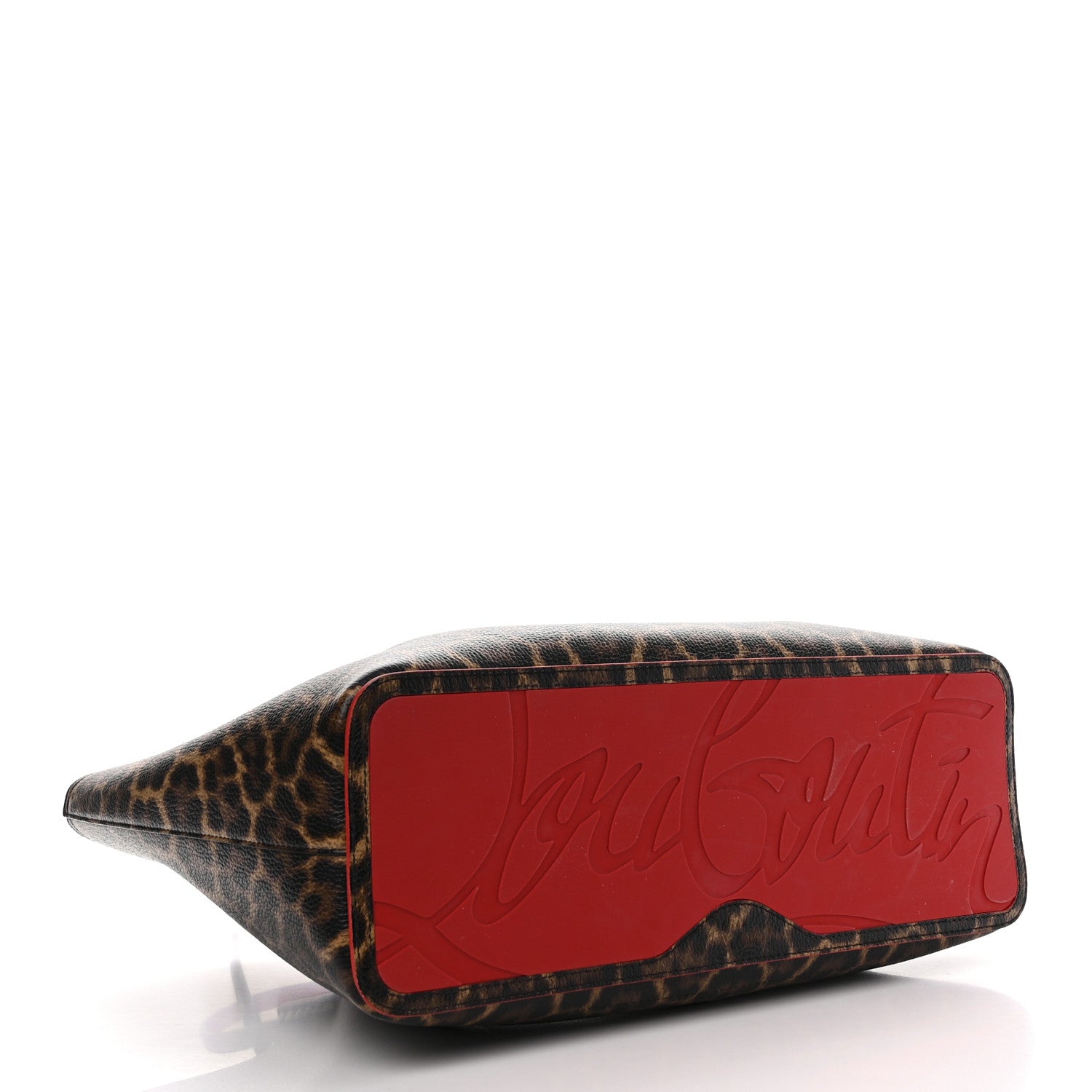 Christian Louboutin Calfskin Empire Leopard Print Spiked Large Cabarock Shopper Tote Brown 4 of 10