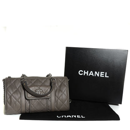 Chanel Calfskin Quilted Small Casual Riviera Bowling Bag Grey 5 of 8