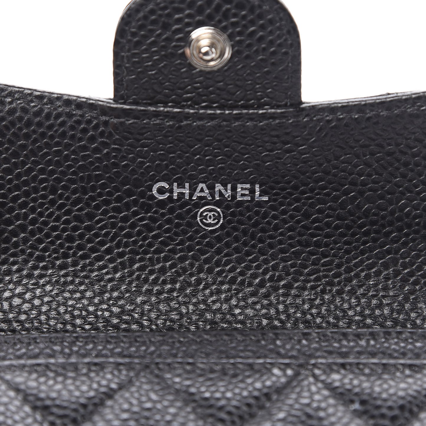 Caviar Quilted Flap Card Holder Wallet Black