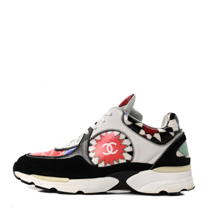 Chanel Vinyl Calfskin Suede Womens CC Sneakers 36.5 Multicolor 1 of 10