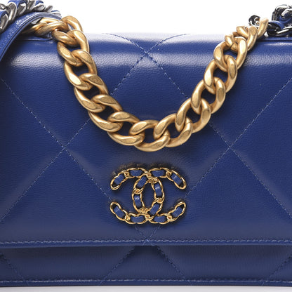 Chanel Goatskin Quilted 19 Wallet On Chain WOC Blue 11 of 12