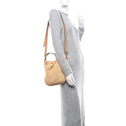 Prada Yarn Raffia Effect Crochet Small Bucket Bag Naturale 2 of 9