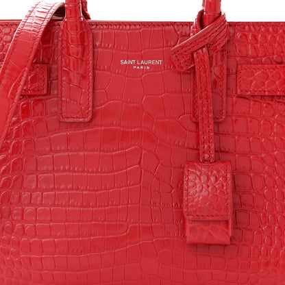 Saint Laurent Calfskin Crocodile Embossed Nano Sac De Jour Red 8 of 13