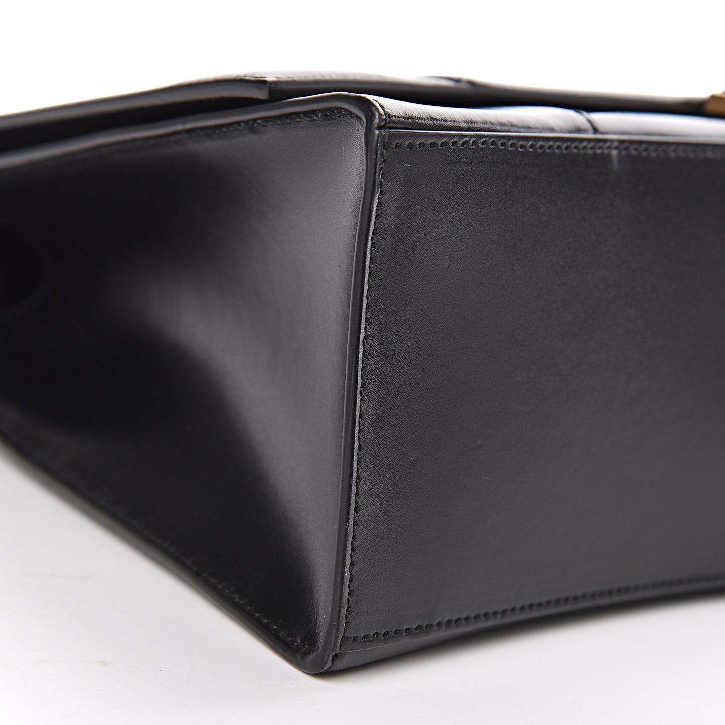 Shiny Box Calfskin Medium Hourglass Top Handle Bag Black