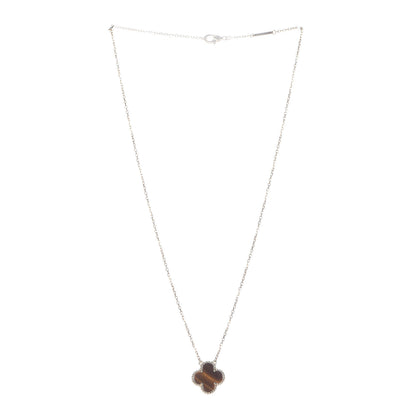 Van Cleef & Arpels 18K Yellow Gold Tiger Eye Vintage Alhambra Pendant Necklace 3 of 8