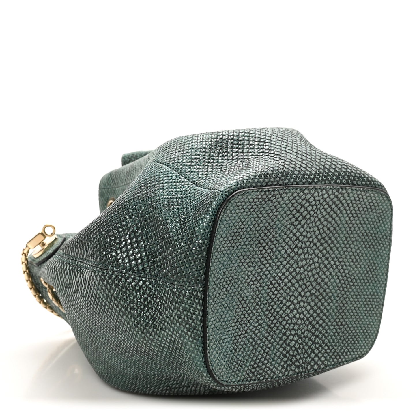 Metallic Karung Serpenti Forever Bucket Bag Emerald Green