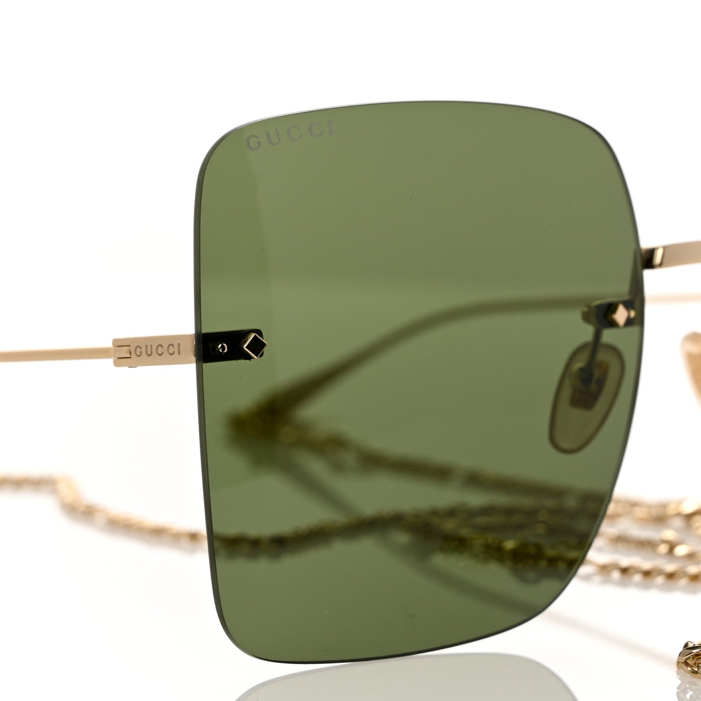 Acetate Detachable Charm Square Frame Sunglasses GG1147S Green