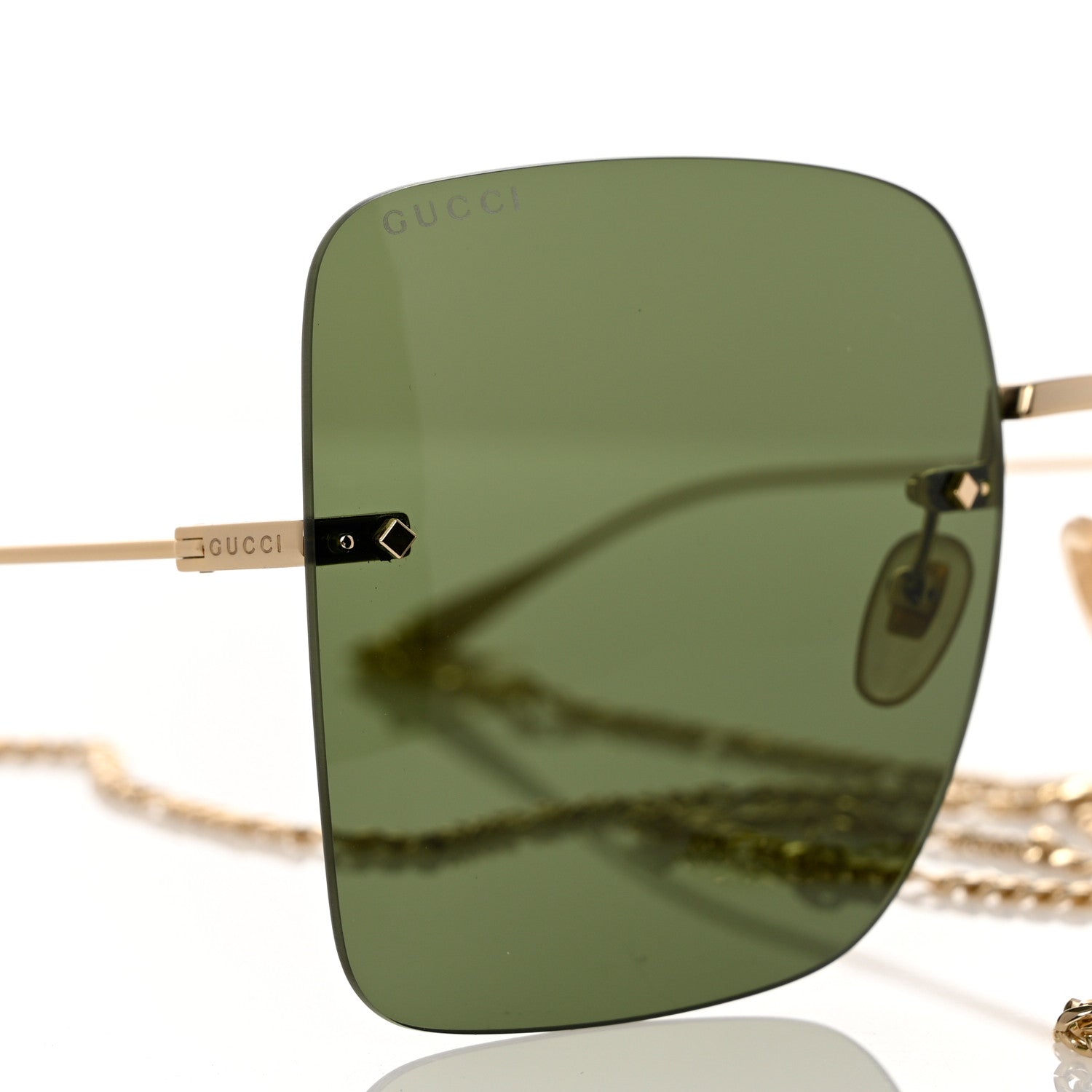 Gucci Acetate Detachable Charm Square Frame Sunglasses GG1147S Green 7 of 8